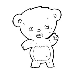 cartoon waving teddy bear