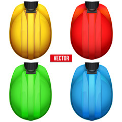 Classic miners helmets with lamp. Top view. Vector illustration on a white background