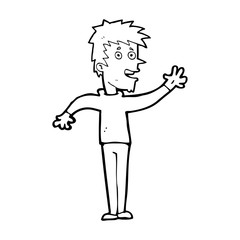 cartoon happy boy waving
