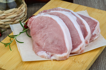 Raw pork steak