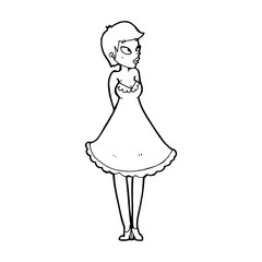 cartoon pretty woman in dress