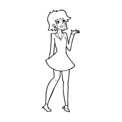 cartoon pretty woman in dress