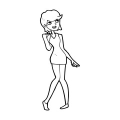 cartoon woman in cocktail dress