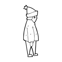 cartoon person in winter clothes