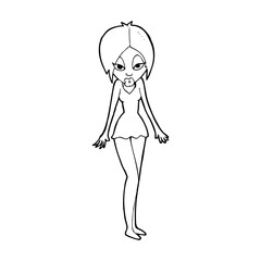 cartoon woman in short dress