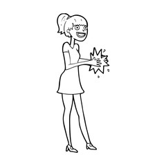 cartoon woman clapping hands