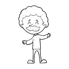 cartoon happy man with mustache