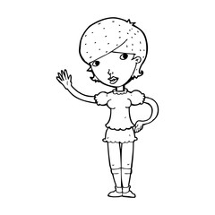 cartoon girl waving