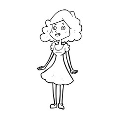 cartoon happy woman in dress