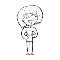 cartoon excited woman