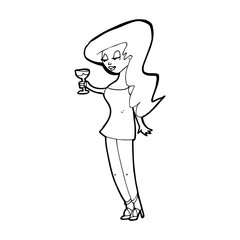 cartoon woman at party