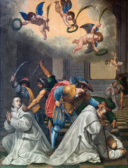 Fototapeta na wymiar Granada - painting of killing of Carthusians in Monasterio de la Cartuja