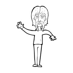 cartoon waving man with mustache