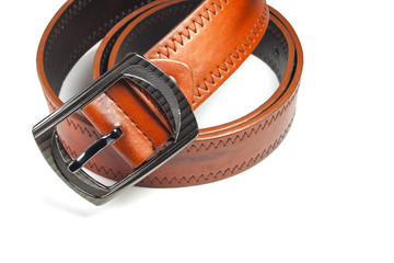 Leather belt isolated on white background.