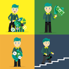 Set of businessman pose character concepts