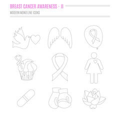 Fototapeta premium Collection of breast cancer awareness icons