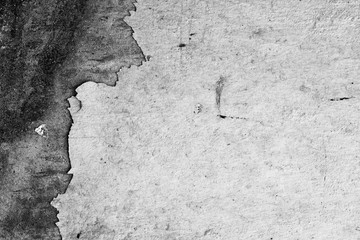 Texture background of the old wall, black and white. The peeling