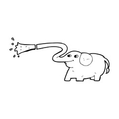 cartoon elephant squirting water
