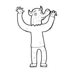 cartoon happy werewolf man