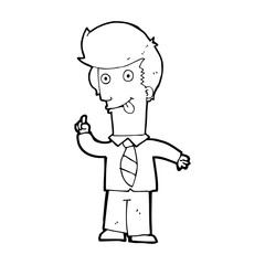 cartoon office man with crazy idea