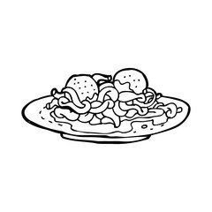 cartoon spaghetti and meatballs