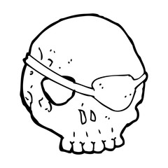 cartoon skull with eye patch