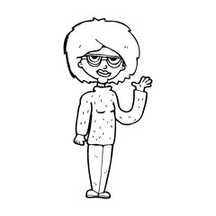 cartoon woman waving