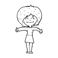 cartoon woman giving thumbs up sign