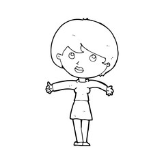 cartoon woman giving thumbs up
