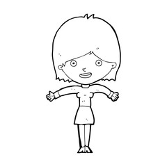 cartoon excited woman