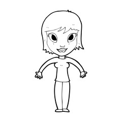 cartoon woman shrugging shoulders