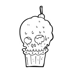 cartoon spooky skull cupcake