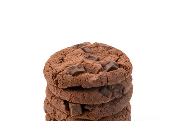 soft dark chocolate brownie cookies on white