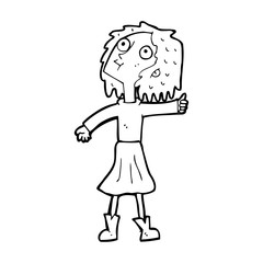 cartoon woman looking up to the sky