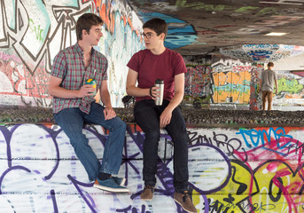 Obraz na płótnie Canvas Two Guys Coffee Chat Guys Coffee Chat