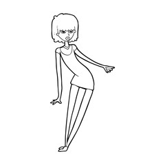 cartoon woman in dress leaning
