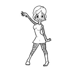 cartoon woman with tattoos