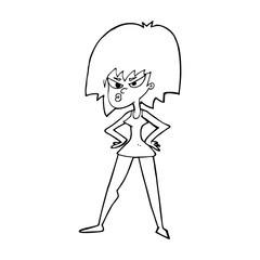 cartoon angry woman in dress