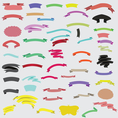 Set of design elements banners ribbons. Vector illustration. Flat design of Web Stickers