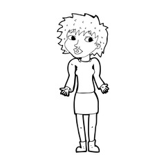 cartoon woman shrugging shoulders