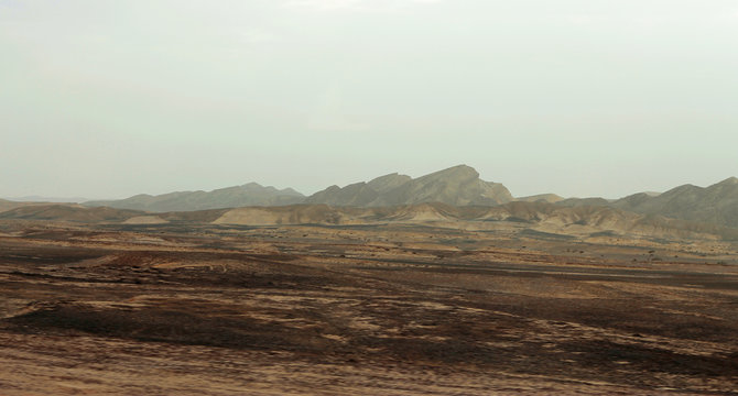 Egyptian Desert And Mysty Sky In The Daylight