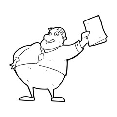 cartoon boss waving papers
