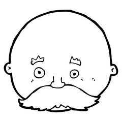 cartoon bald man with mustache