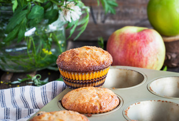 Fresh homemade delicious apple muffins