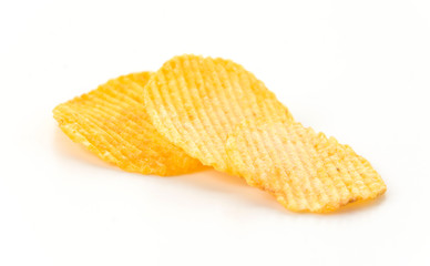 potato chips on white background