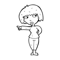 cartoon annoyed woman pointing