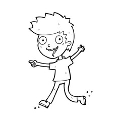 cartoon crazy excited boy