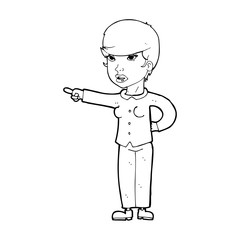 cartoon woman pointing finger of blame
