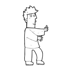 cartoon nervous man waving