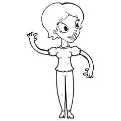 cartoon woman waving